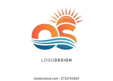 OS Letter Logo Monogram Sun Wave Modern Branding Design