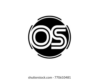 OS letter logo round black