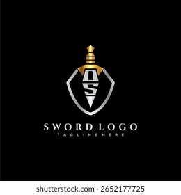 Monograma de luxo da letra OS para imagem de estilo escudo e espada