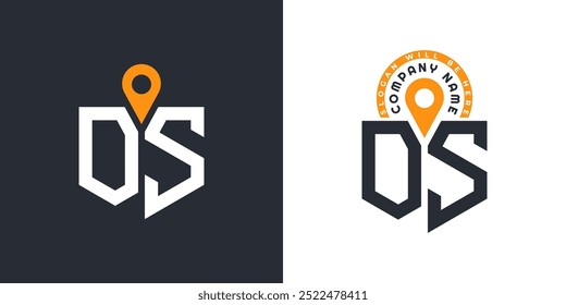 OS Location Logo Bundle. Letter OS Logo Dual Vector Icons for Recruitment and Navigation