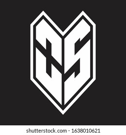OS Logo monogram with emblem line style isolated on black background