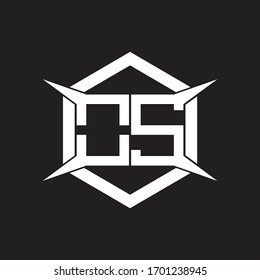 OS Logo monogram with hexagon and four taper shape design template