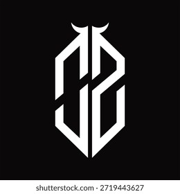 OS Logo monogram with horn shape isolated black and white design template on black background