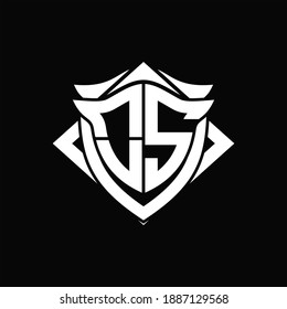 OS Logo monogram with shield and horn shape design template ON black background