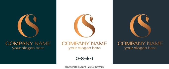 OS or SO logo with water drop and tree leaf. OS letter logo template elements. personal monogram. Vector elegant logo. letter os logo design letter SO luxury