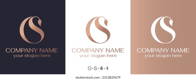 OS or SO logo with water drop and tree leaf. OS letter logo template elements. personal monogram. Vector elegant logo. letter os logo design letter SO luxury