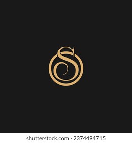 OS luxury logo letters with circle icon concept,