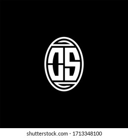 OS monogram logo isolated on oval rotate shape design template