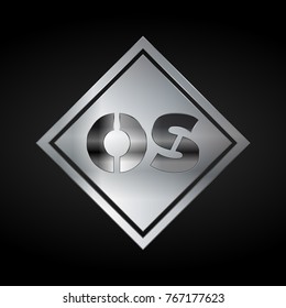 OS Monogram, Silver Logo, Metal Logo, Luxury, Elegant, Abstract, square