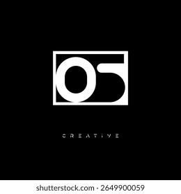Monograma de espaço negativo OS - Logotipo de marca de letra preto e branco minimalista para branding criativo, identidade de moda e conceitos de design moderno
