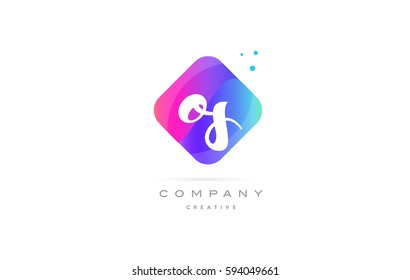 os o s  pink blue rhombus abstract 3d alphabet company letter text logo hand writting written design vector icon template 