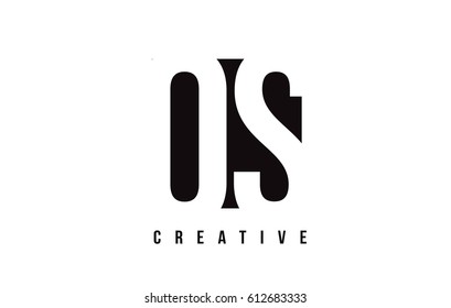 OS O S White Letter Logo Design with Black Square Vector Illustration Template.