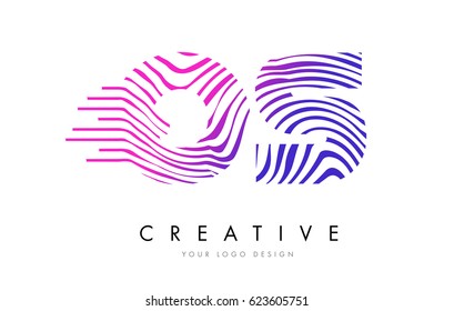 OS O S Zebra Letter Logo Design with Black and White Stripes Vector