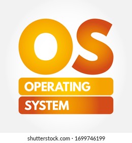 OS - Operating System is system software that manages computer hardware, software resources, and provides common services for computer programs, acronym text concept background