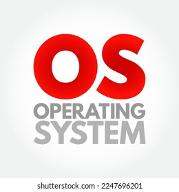 OS - Operating System is system software that manages computer hardware, software resources, and provides common services for computer programs, acronym text concept background