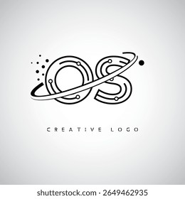 Logotipo do Monograma da Órbita do SO - Marca de Letra Mínima Futurista com Linha de Arte Circular, Pontos Inspirados na Tecnologia e Conceito de Movimento Espacial para Identidade de Marca Moderna
