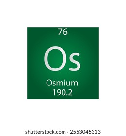 Os Osmio Transición metal Elemento químico Tabla periódica. Ilustración vectorial cuadrada plana simple, icono de estilo limpio simple con masa molar y número atómico para laboratorio, ciencia o clase de química.