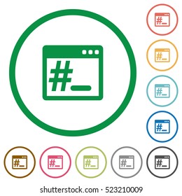 OS root terminal flat color icons in round outlines