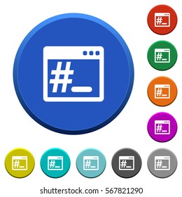 OS root terminal round color beveled buttons with smooth surfaces and flat white icons