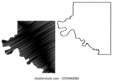 Osage County, Oklahoma State (U.S. county, United States of America) map vector illustration, scribble sketch Osage map