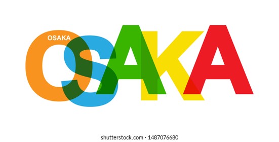 OSAKA. A banner with the name of the city of Japan, flat design