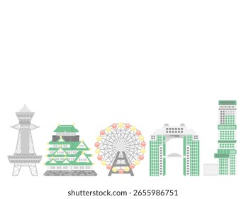 Osaka building background illustration material