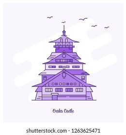 OSAKA CASTLE Landmark Purple Dotted Line skyline vector illustration