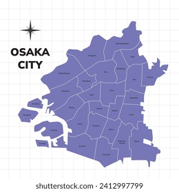 Stadtplan von Osaka. Karte der Stadt in Japan