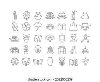 Osaka. Collection of perfectly simple monochrome icons for web design, app, and the most modern projects. Universal pack of classical signs for category Countries and Cities.