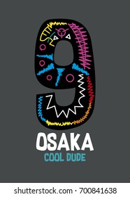 osaka cool dude,t-shirt print poster vector illustration