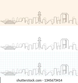 Osaka Hand Drawn Skyline