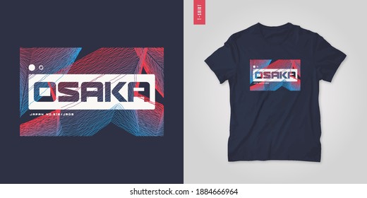 Osaka Japan. Abstract geometric t-shirt vector design, poster, print, template.