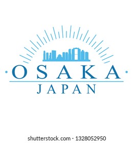 Osaka Japan. Banner Design. City Skyline. Silhouette Vector. Famous Monuments.