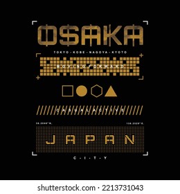 osaka japan, east asia, graphic design, typography vector, illustration, for print t shirt, cool modern style 