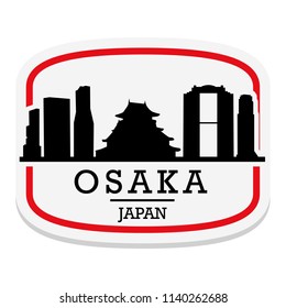 Osaka Japan Label Stamp Icon Skyline City Design Tourism Vector.