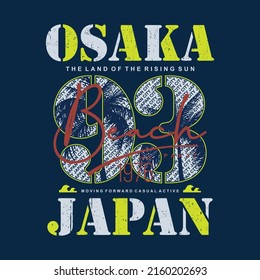 osaka japan on beach theme graphic, typography t shirt, vector design illustration, casual style