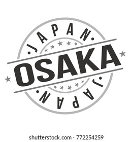 Osaka Japan Quality Original Stamp Design Vector Art Tourism Souvenir Round 