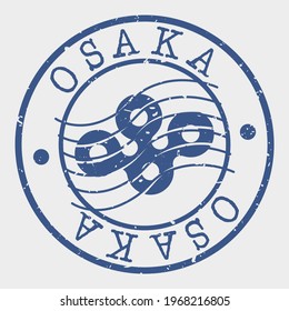 Osaka, Japan Stamp Postal. Silhouette Seal. Flag Passport Round Design. Vector Icon. Design Retro Travel. National Symbol.