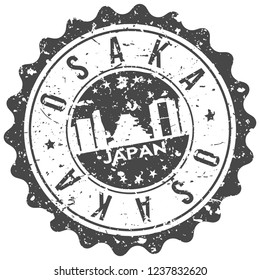 Osaka Japan. Travel Stamp. Icon City. Design Tourism. Export Seal.
