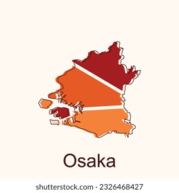 Osaka map. Blank vector map of the Country. Borders of Japan for your infographic. Vector illustration. design template