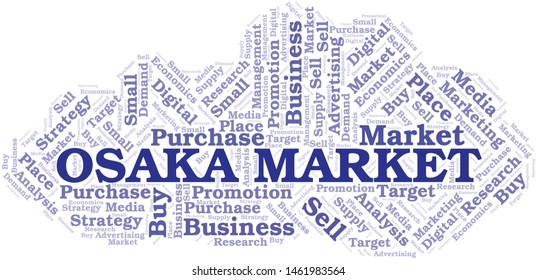 Osaka Market word cloud. Vector made with text only