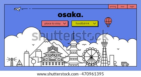 Osaka Modern Web Banner Design with Vector Linear Skyline