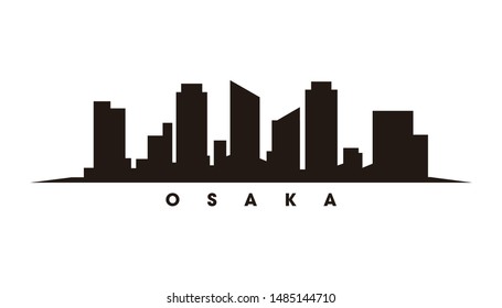 OSAKA skyline and landmarks silhouette vector