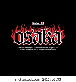 Osaka Tokyo Japan vintage t-shirt streetwear. Typography slogan tshirt design. Vector illustration.