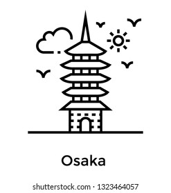 Osaka tower line icon 