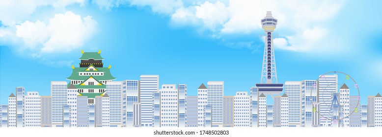Osaka Tsutenkaku Osaka Castle background