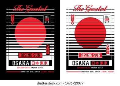 Osaka typography slogan, Japan style for t shirt graphics with inscription in Japanese with the translation: Japan, Tokyo, Vector illustrations