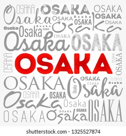 Osaka wallpaper word cloud, travel concept background