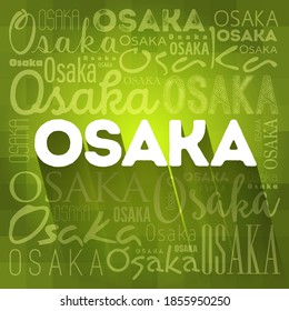 Osaka wallpaper word cloud, travel concept background