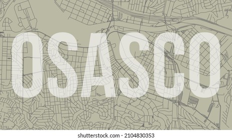 Osasco-Karte Stadtplakat, waagerechte Vektorkarte mit Deckentitel. Stadtplan im Stadtgebiet Widescreen-brasilianisches Skyline-Panorama.
